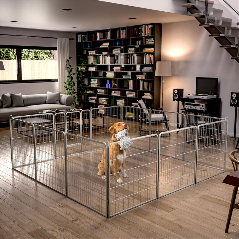 Dog Pens Outdoor Height Foldable Panels Heavy Duty Metal Portable Dog Playpen Indoor Anti Rust Exercise Dog Fence With Doors For Pets Play Pen For RV Camping Yard