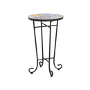 French Country Patio Side Table With Vibrant Tile Top