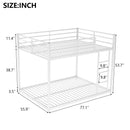 Full over Full Metal Bunk Bed, Low Bunk Bed with Ladder, White(Old SKU:MF197034AAK)