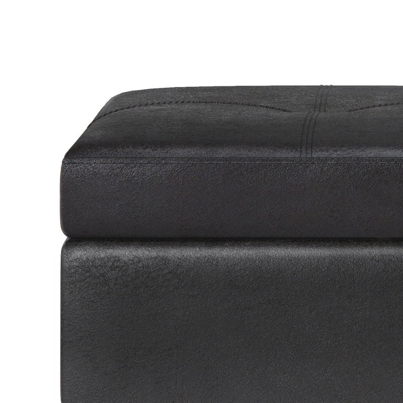 Oregon - Storage Ottoman Bench With Tray - Distressed Black