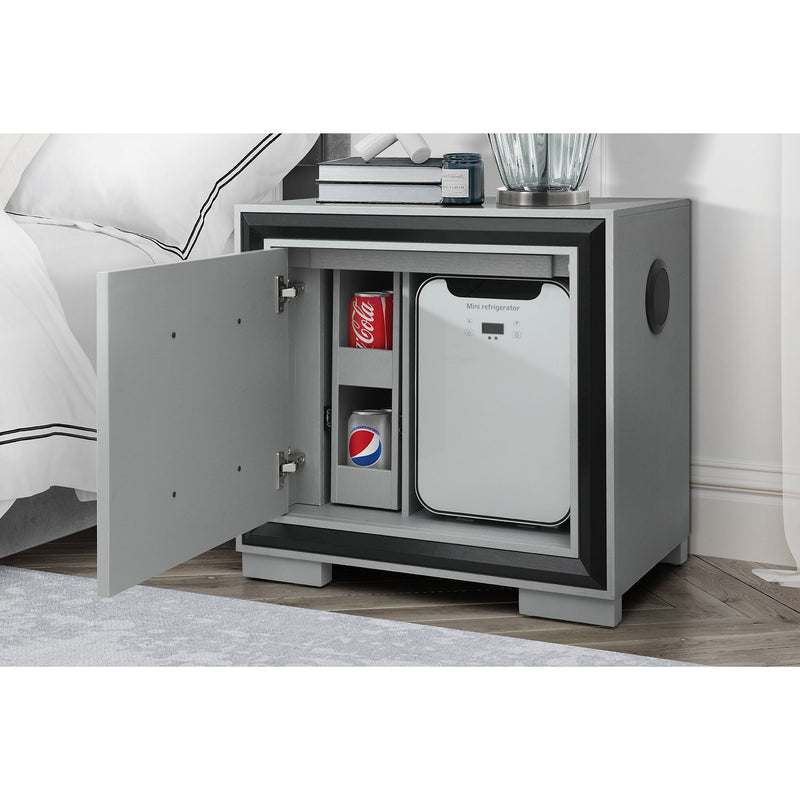 Adelaide - Nightstand With Cooler And Speaker - Grey / Black