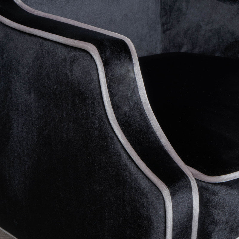 Elegant Velvet Club Chair With Tonal Piping