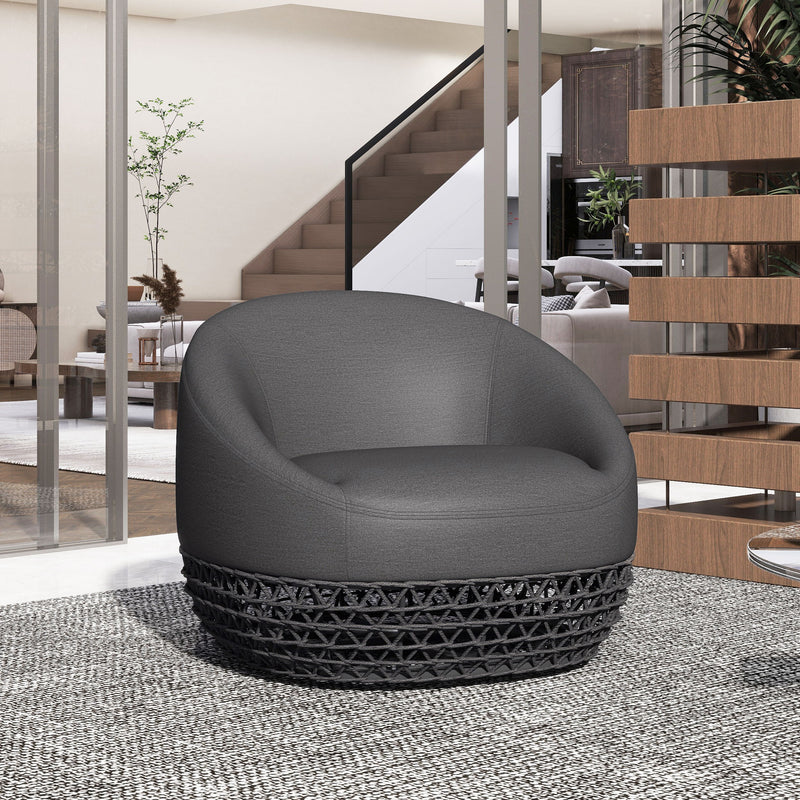 Willow - Upholstered Patio Deep Seating Armchair - Graphite Gray / Black