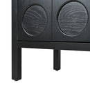 Stylish Storage Cabinet Sideboard With Unique Geometric Circle Door Design - Black