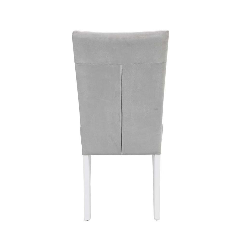 Elizaveta - Side Chair (Set of 2) - Gray Velvet, Faux Crystal Diamonds &White High Gloss Finish - Atlantic Fine Furniture Inc