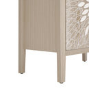 2 Door Carved Storage Cabinet With Adjustable Shelf, Accent Furniture