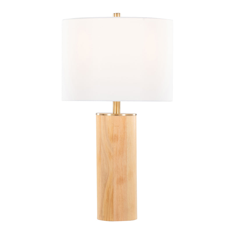 Cylinder - Ash Contemporary Table Lamp - Ash / Antique Brass / White