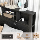 Modern Metal Platform Bed Frame With Storage Headboard And Charging Station