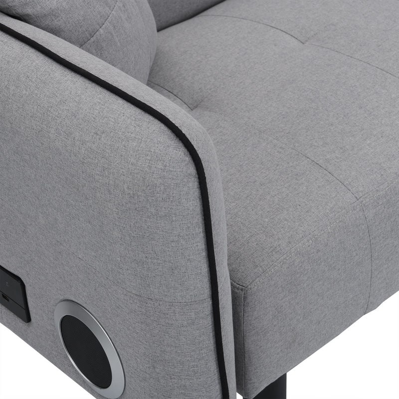 Modern Folding Ottoman Sofa Bed With Stereo System - Gray