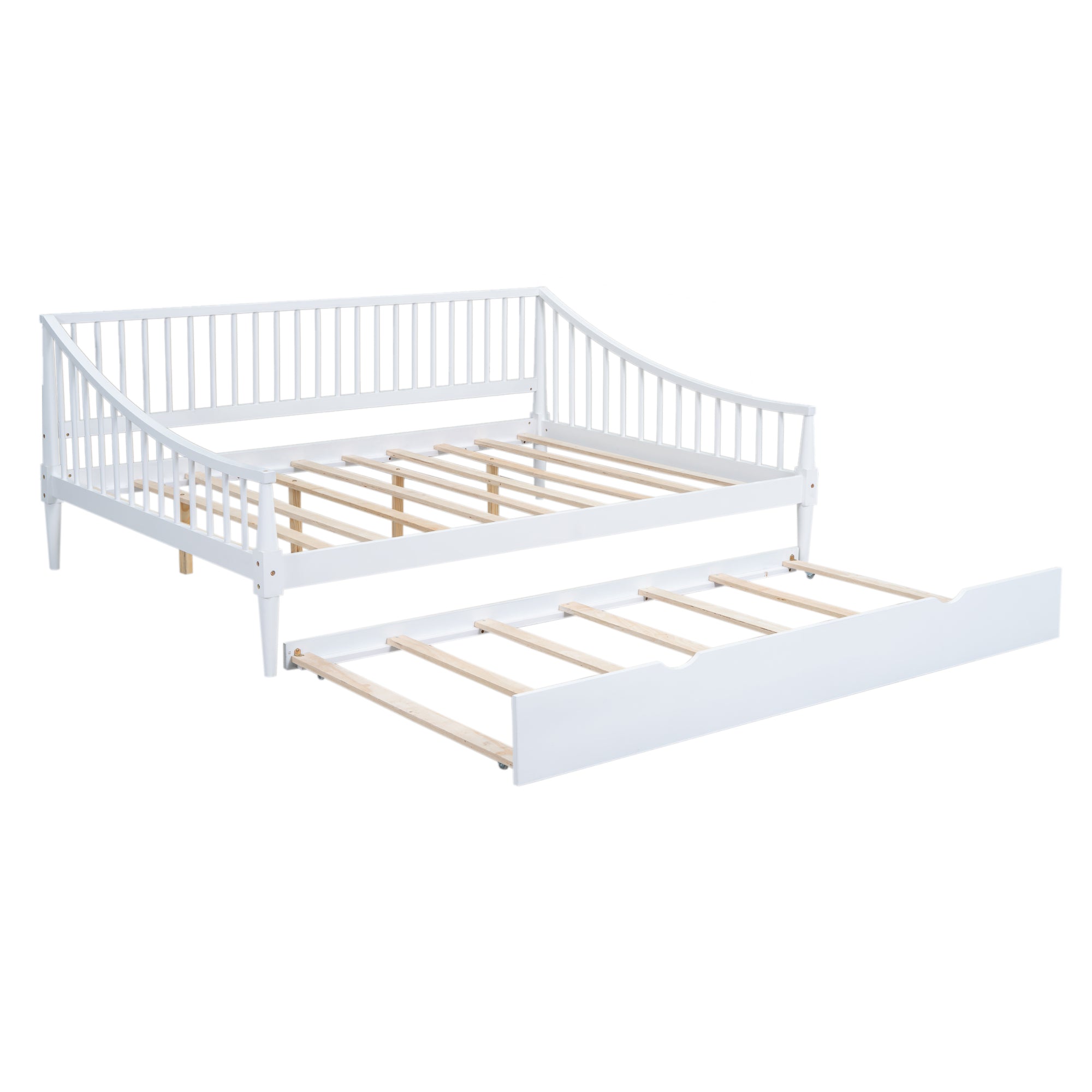Full Size Daybed with Trundle and Support Legs, White - Atlantic Fine Furniture Melbourne FL