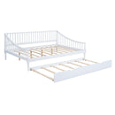 Full Size Daybed with Trundle and Support Legs, White