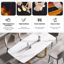 70.87" Modern Artificial Stone White Curved Golden Metal Leg Dining Table, Can Accommodate 6-8 People - White / Gold