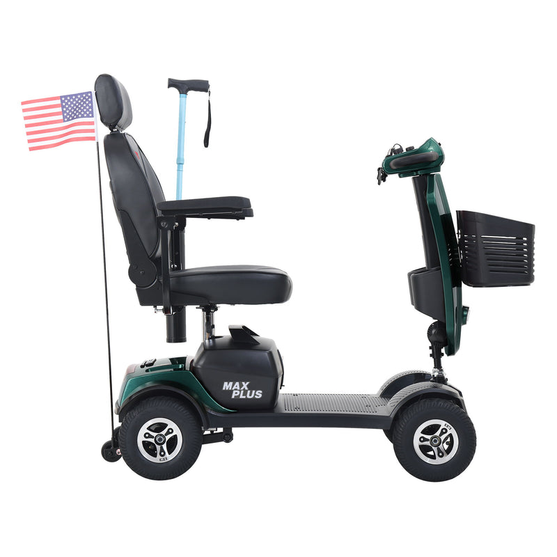 Max Plus - 4 Wheels Outdoor Compact Mobility Scooter With 2 Pieces X 20Ah Lead Acid Battery, 16 Miles, Cup Holders & USB Charger Port