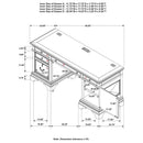 Hartshill - 5-Drawer Credenza Office Desk Burnish Oak - Burnished Oak