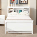 Platform Bed With Storage Headboard, USB, Trundle And 3 Drawers