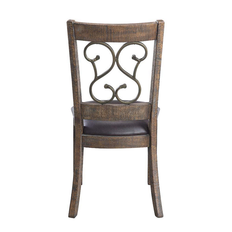 Raphaela - Side Chair (Set of 2) - Black PU & Weathered Cherry Finish - Atlantic Fine Furniture Inc