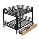 Full Size Convertible Bunk Bed With 2 Drawers Durable - Black