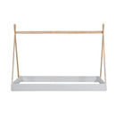 Twin Size Tent Floor Bed with Triangle Structure, White+Natural