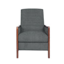 Mendota - Mid Century Modern Fabric Channel Stitch Wood Pushback Recliner - Gray