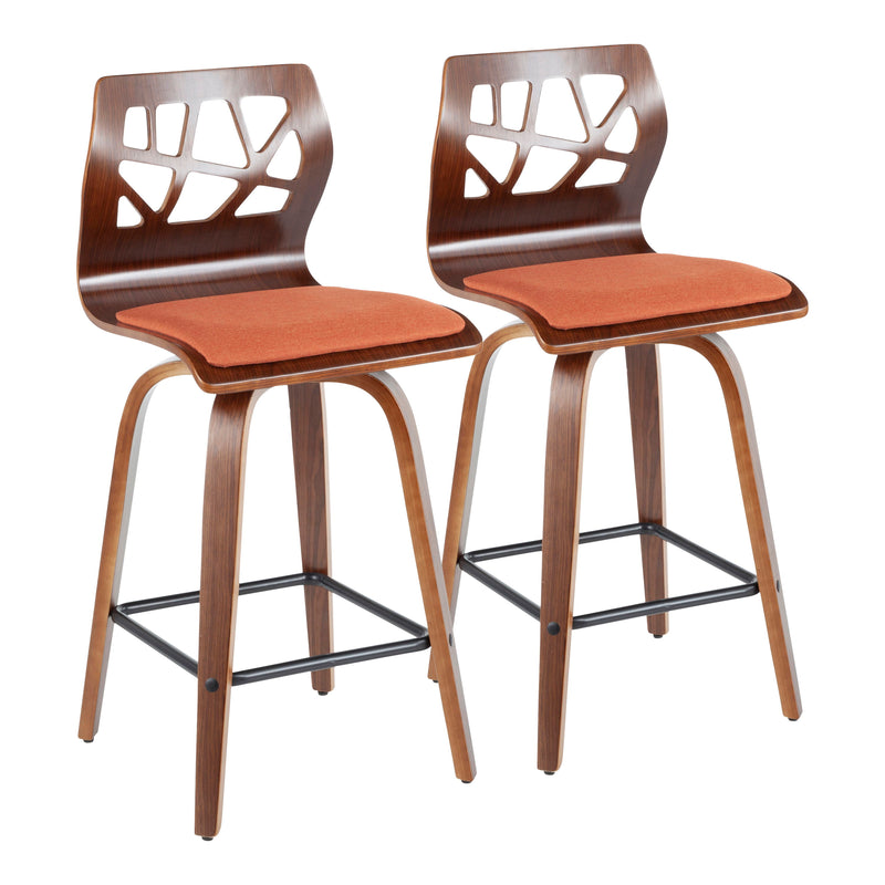 Folia - Mid Century Modern Fixed Height Counter Stool With Swivel (Set of 2)