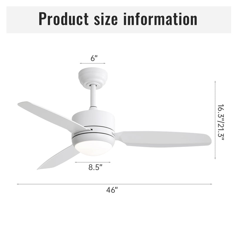 New Design Ceiling Fan With Lights 3 ABS Blades 6 - Speed DC Motor - White