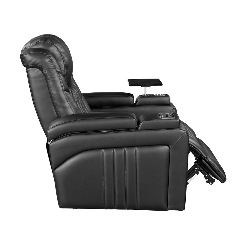 Power Recliner Home Theater Recliner With Power Adjustable Headrest, Wireless Charging Device, USB Port, Storage Arms, Cup Holder And Swivel Tray Table For Living Room