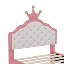 Lovely Crown Fantasy Princess Bed With Tufted Headboard