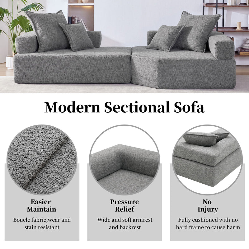 Oversized Modular Sectional Sofa, Luxury Boucle Floor Couch Set, Convertible Sleeper Couch, Spacious Foam-Filled Sofa Bed For Living Room