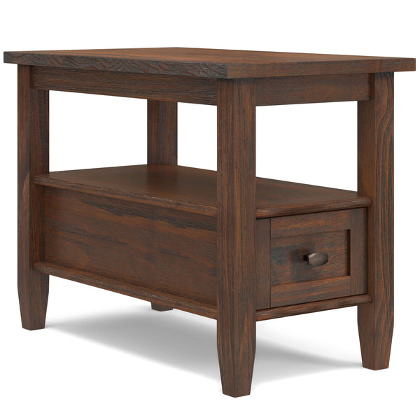 Warm Shaker - Narrow Side Table - Distressed Charcoal Brown