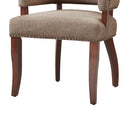 Elegant Arm Dining Chair With Brass Nail Head Detailing