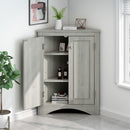 Triangle Bathroom Storage Cabinet With Adjustable Shelves, Freestanding Floor Cabinet For Home Kitchen