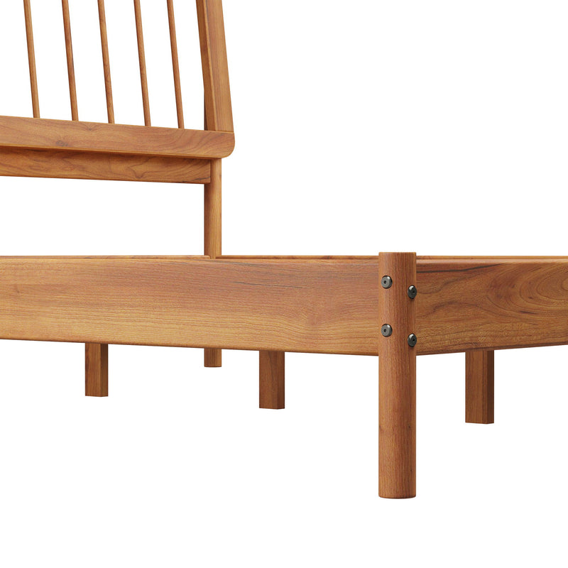 King Spindle Bed Mid Century Modern - Caramel