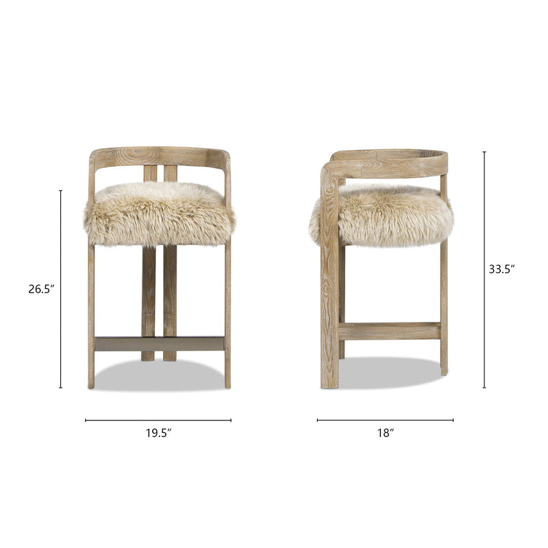 Millwick - Low Back Genuine Fur Counter Stool - Natural Blonde