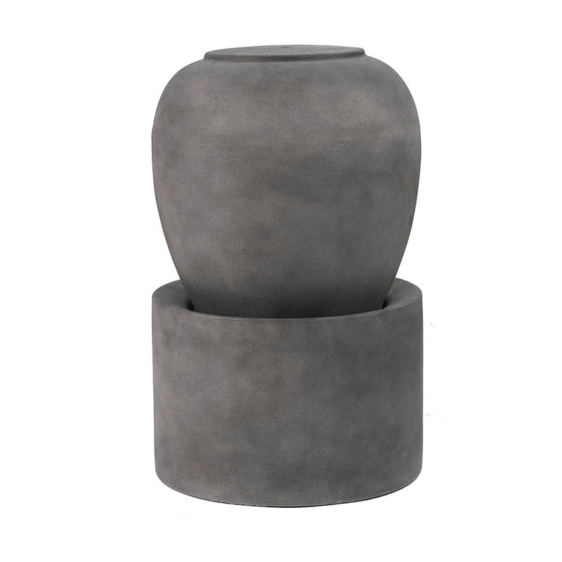 Heavy Outdoor Cement Fountain, Cute Unique Urn Design Water Feature For Home Garden, Lawn, Deck & Patio