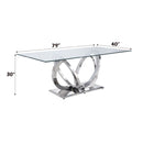 Finley - Clear Glass Top Mirrored Dining Table - Silver