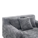 Chenille Interior Lazy Sofa Chaise Longue Armchair With 3 Pillows And Armrests