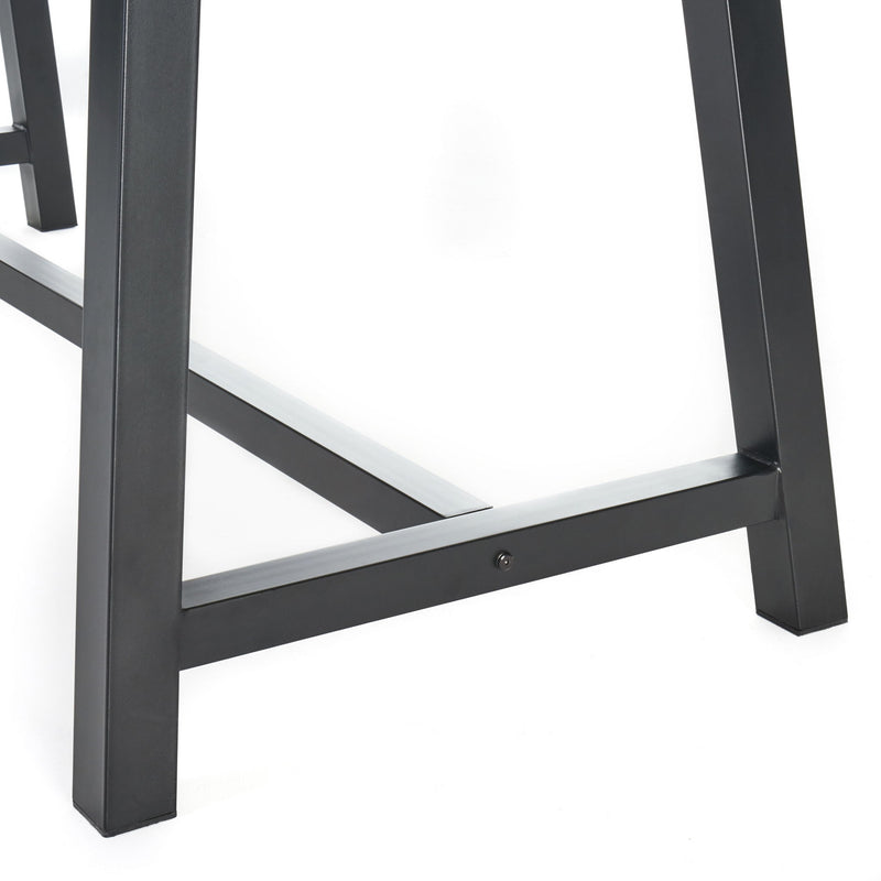 Rustic Outdoor Acacia Wood Dining Table - Black / Light Gray