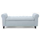 Hayes - Contemporary Armed Storage Bench With Rolled Arms And Button Tufting