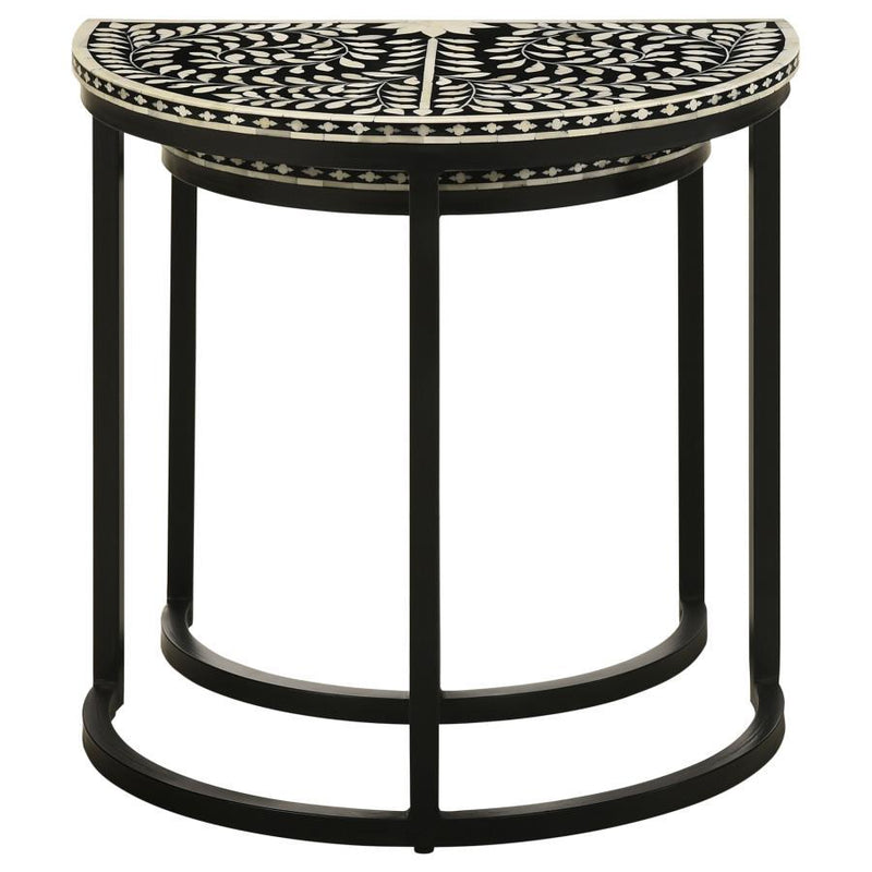 Zakiya - 2 Piece Demilune Nesting Table Set - Black And White