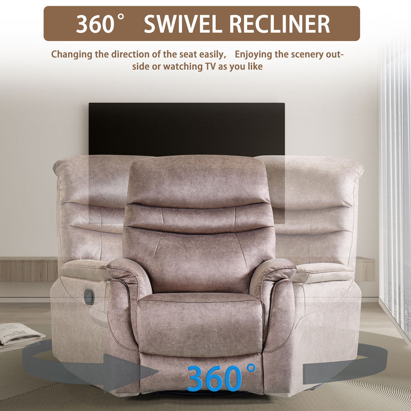 Rocking Swivel Recliner Chair For Living Room, 360 Degree Swivel, Adjustable Modern Reclining Chair, Classic And Traditional Recliner Sofa With Lumbar Support - Dark Gray