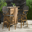 Outdoor Wicker And Aluminum French Barstools (Set of 2)