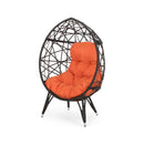 Outdoor Wicker Teardrop Chair With Cushion - Orange / Brown