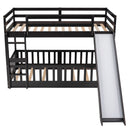 Twin Over Twin Bunk Bed with Slide and Ladder, Espresso（Old SKU:LP000009AAP）