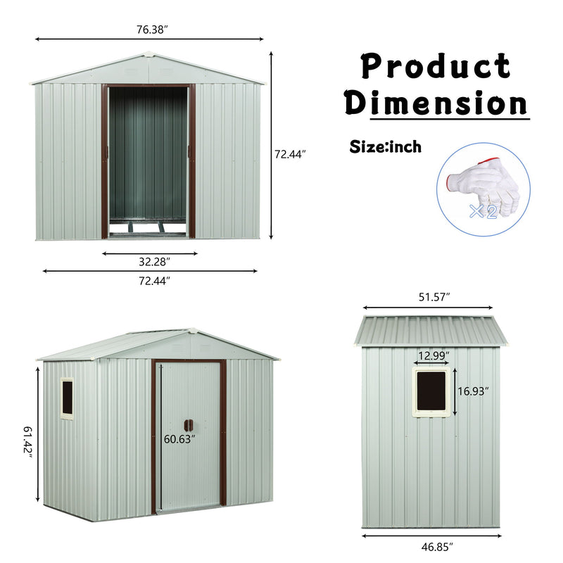 Ry-Sdyx56-Ww Outdoor Metal Storage Shed With Window - White