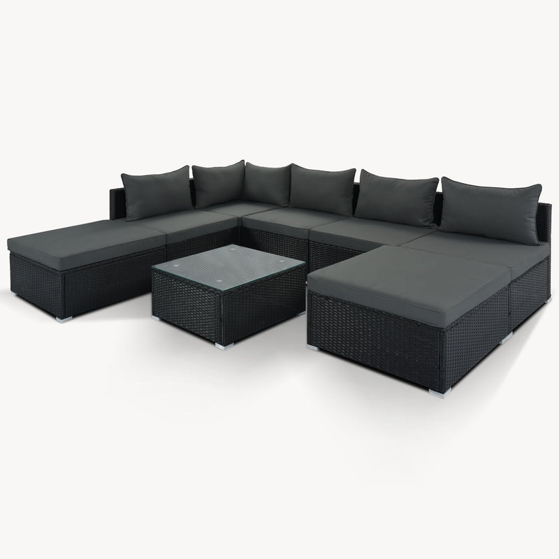 8 Pieces Outdoor Patio Furniture Conversation Wicker Sofa Set