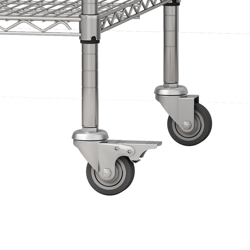 Heavy Duty Adjustable Shelving Unit, 5 Tier Wire Storage Shelves With Wheels - Brushed Nickel
