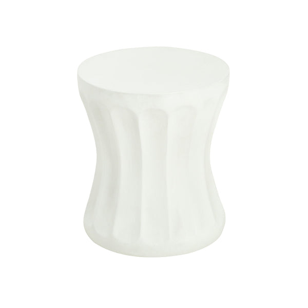 Outdoor Round Concrete Antique White Side Table, Living Room End Table - Antique White