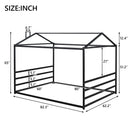 Metal House Shape Platform Bed, Black, Queen