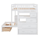Bunk Bed With Desk, Drawers And Shelves