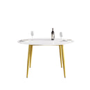 Modern Man-Made Stone Round Metal Dining Table-Position For 6 People